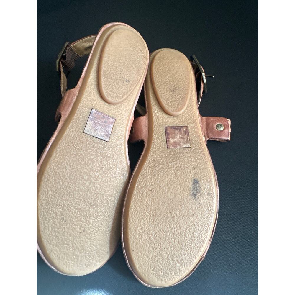 Frye Alessia Trapunto Brown Leather Buckled Thong Sandals Size 7 - Picture 11 of 11